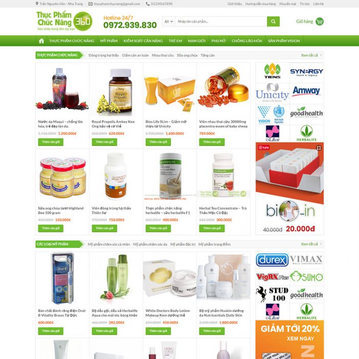 Theme wordpress thực phẩm chức năng 06 Theme wordpress thực phẩm chức năng 06